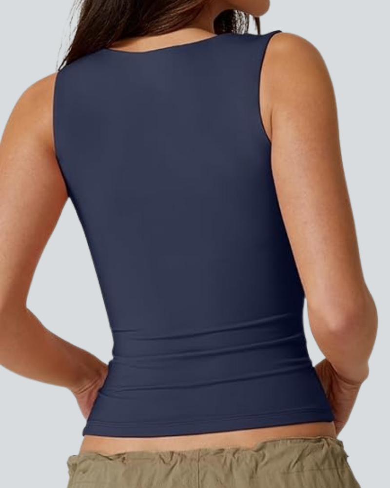 Women's Sexy Sweetheart Neck Sleeveless T Shirts Double Lined Tees Slimming Fit Tops