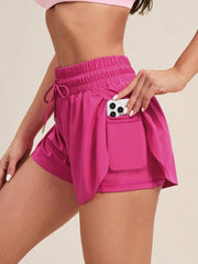Yoga Sxy Solid Color Pocket Lined Sport Shorts