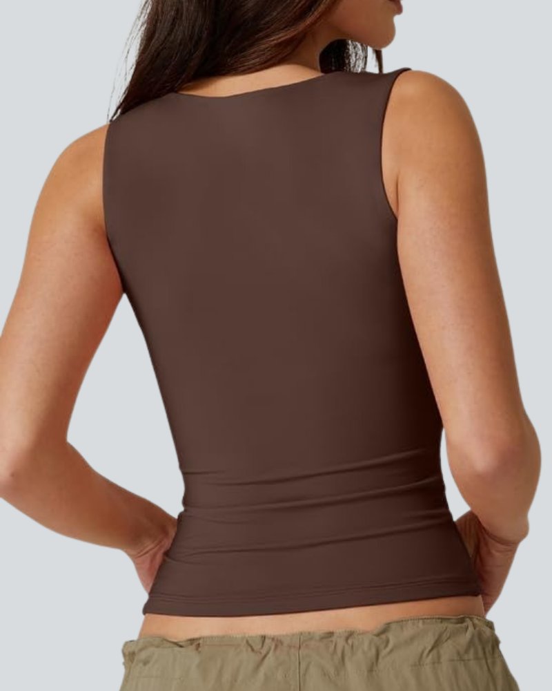 Women's Sexy Sweetheart Neck Sleeveless T Shirts Double Lined Tees Slimming Fit Tops