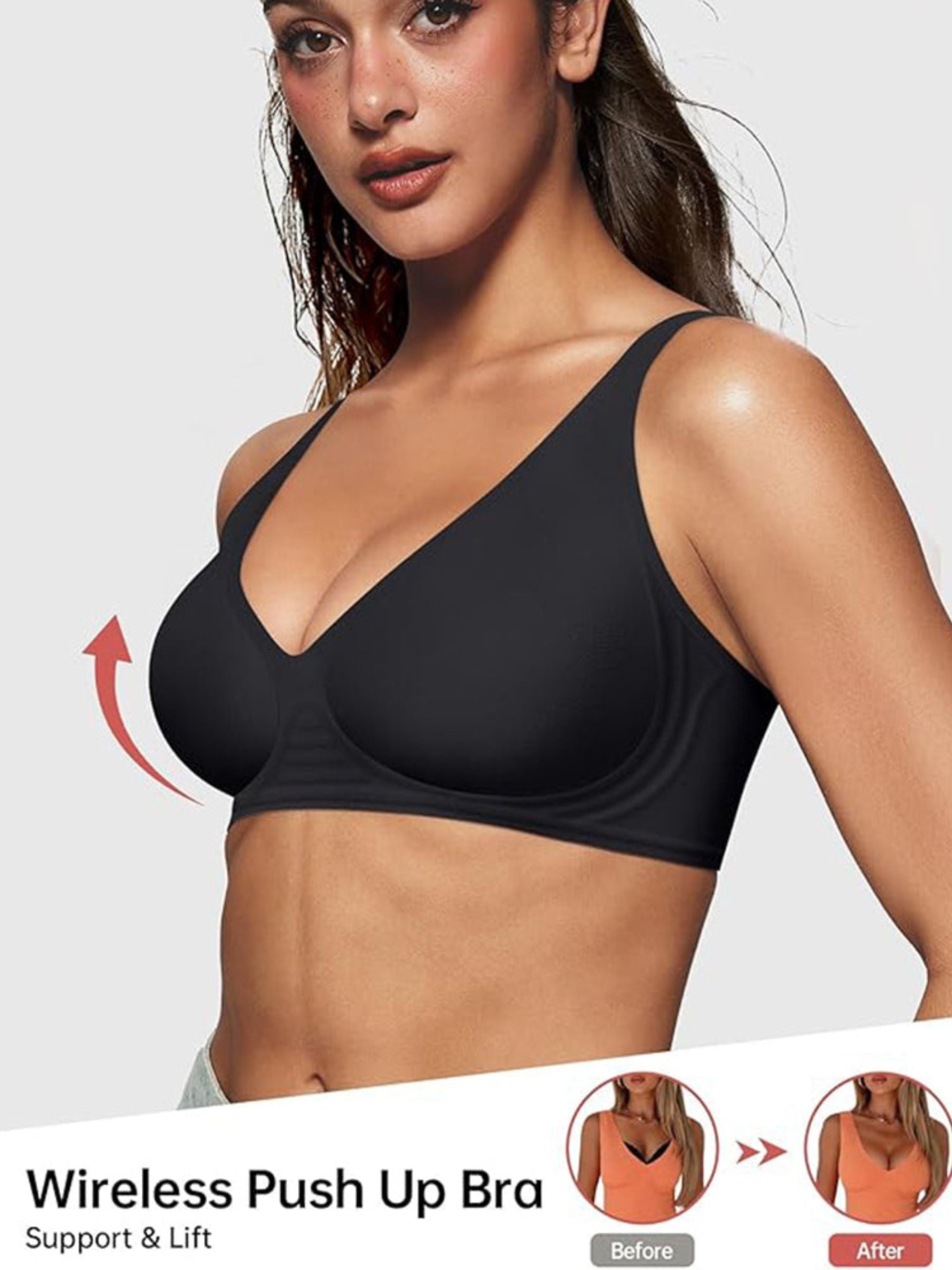 Seamless Deep V Push-Up Wireless Bra