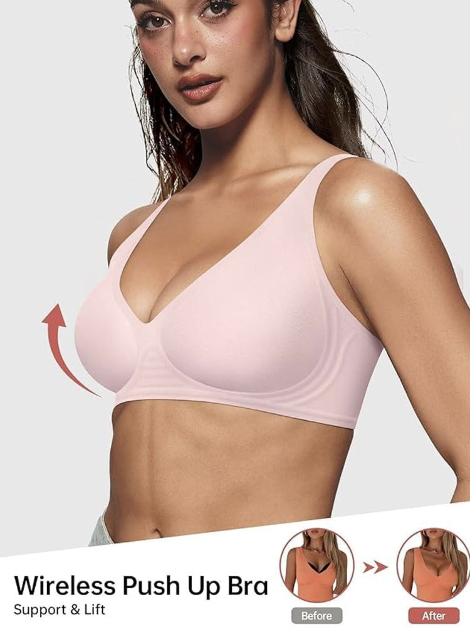 Seamless Deep V Push-Up Wireless Bra