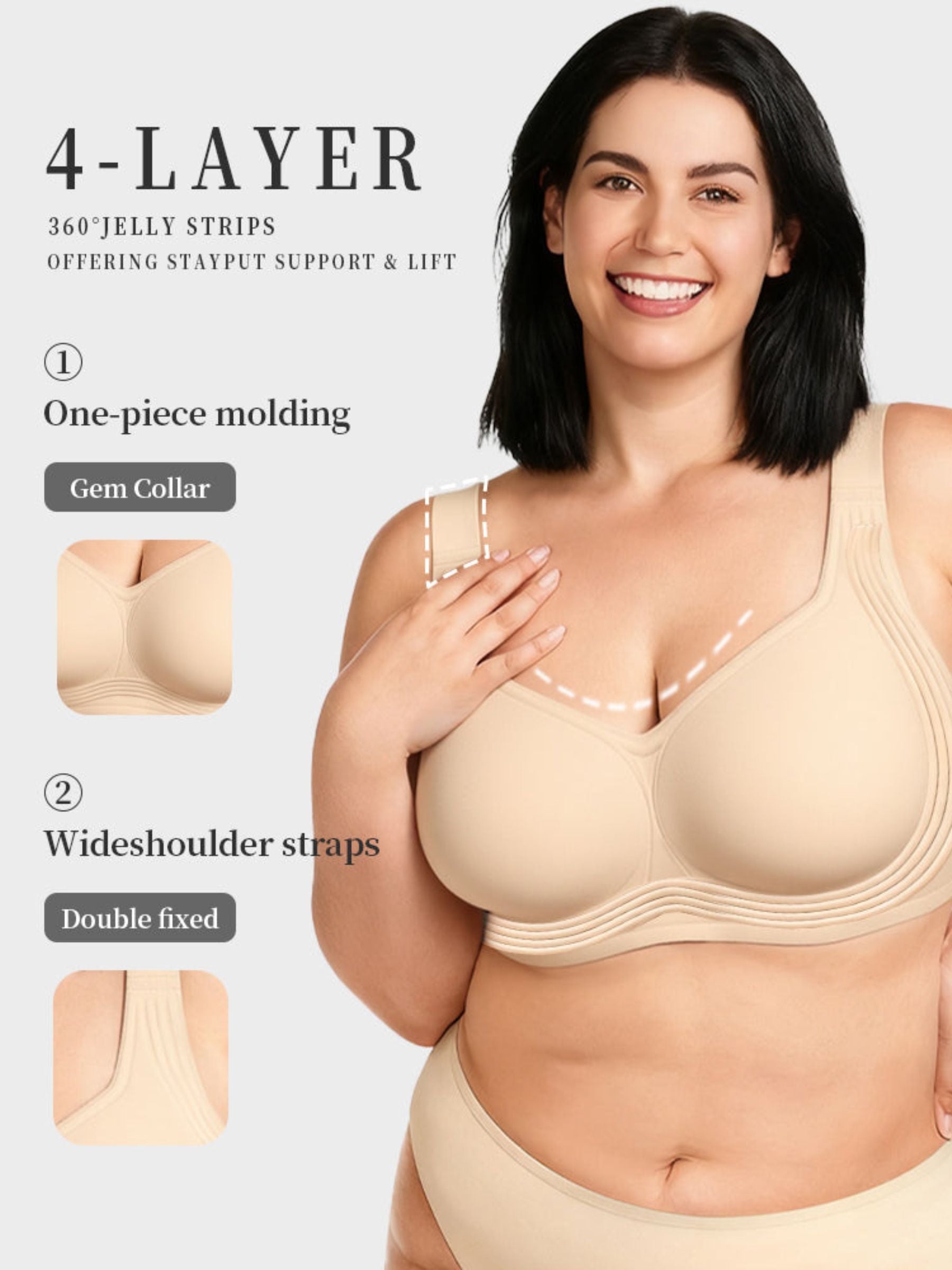 Comfortable Wireless Full Coverage Jelly Smoothing Bra