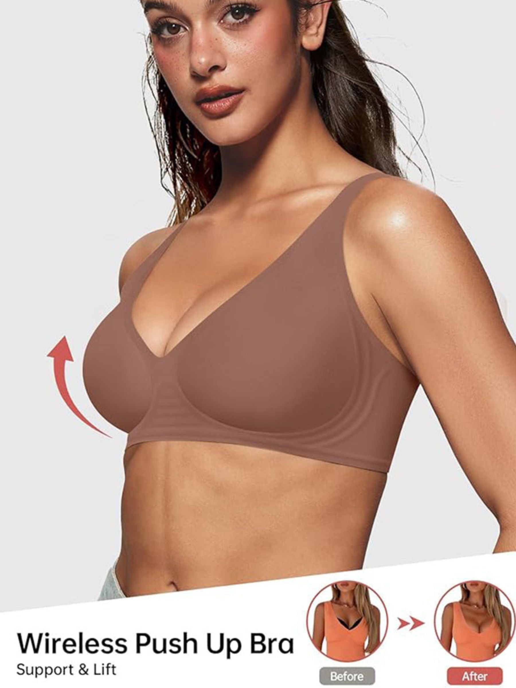 Seamless Deep V Push-Up Wireless Bra