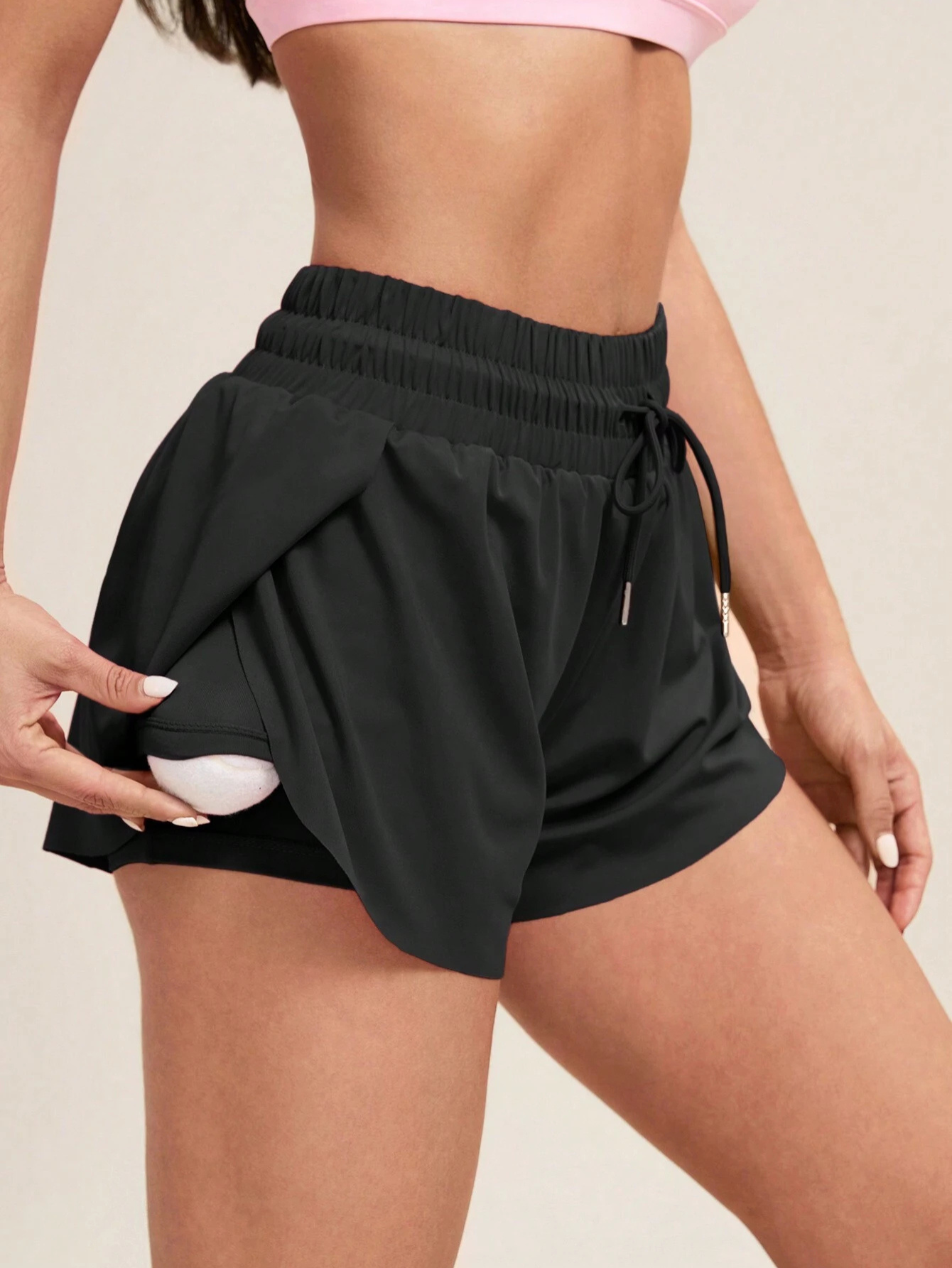 Yoga Sxy Solid Color Pocket Lined Sport Shorts