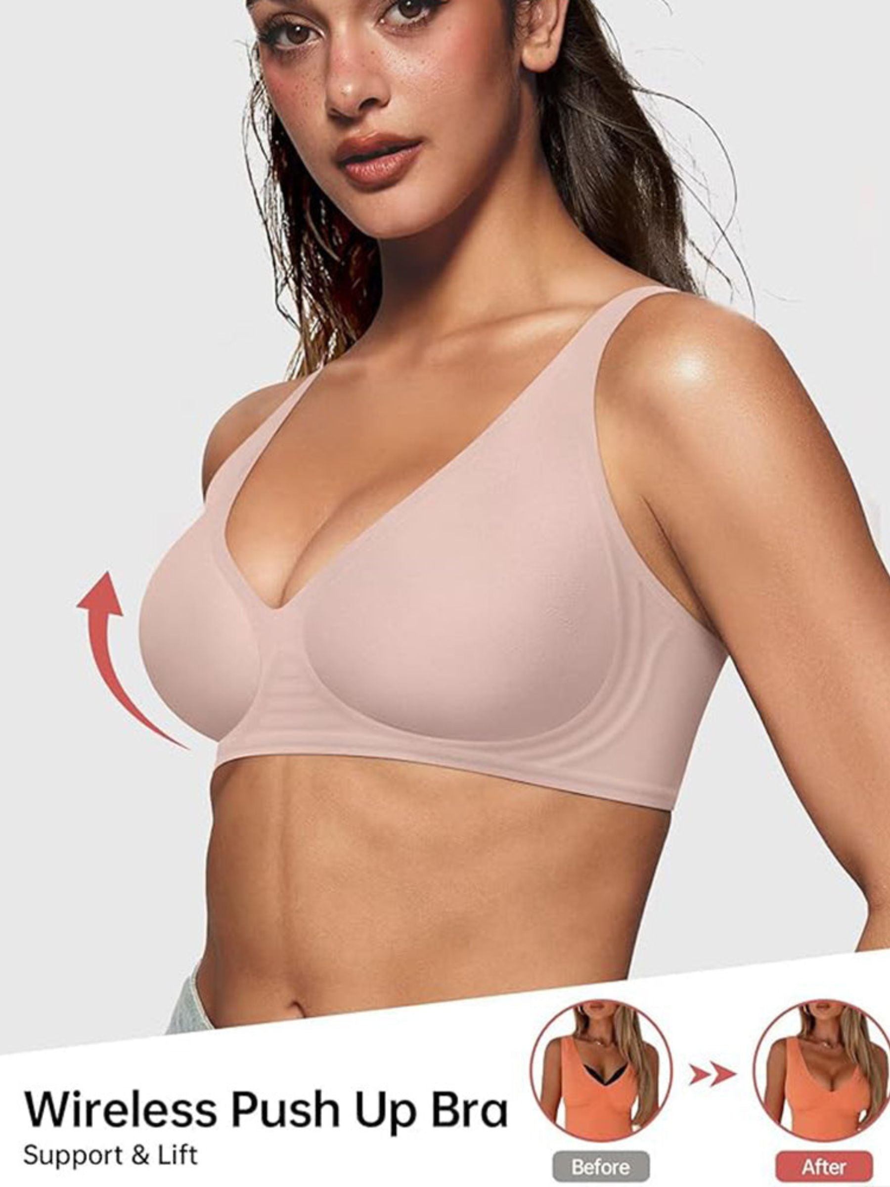 Seamless Deep V Push-Up Wireless Bra