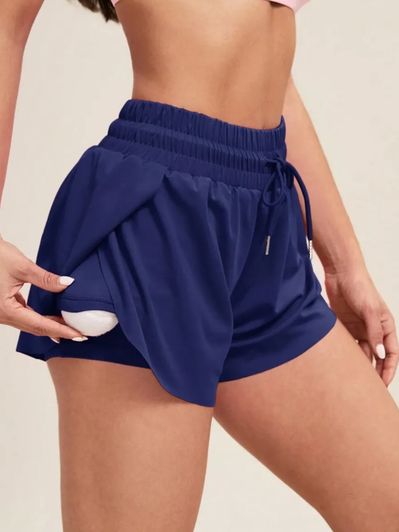 Yoga Sxy Solid Color Pocket Lined Sport Shorts