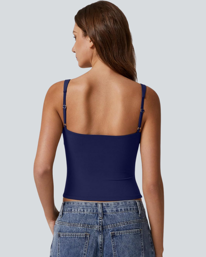 Women's V Neck Tank Tops Double Lined Adjustable Strap Camisole Shirt
